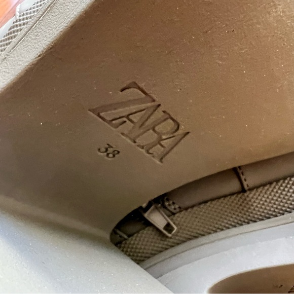 Zara Rubberized Green Khaki Mid Heel Ankle Chunky Platform Lug Sole Boots 38 - Picture 12 of 12